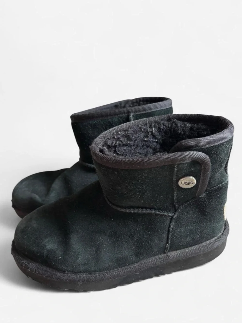 UGG Black Short Suede Boot with side button
